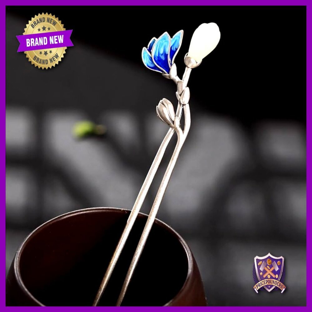 Silver Jade Hairpin Handmade Retro Hanfu Style Hair Stick for Women Long Hair